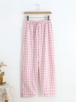 Women's Christmas Lounge Pants Grid / Plaid Simple Casual Xmas Comfort Cotton Breathable Pant Pocket Elastic Waist Fall Winter Pink Plaid Black And White Plaid -Deals The Sexy Bra Store pjeybf1695281837501