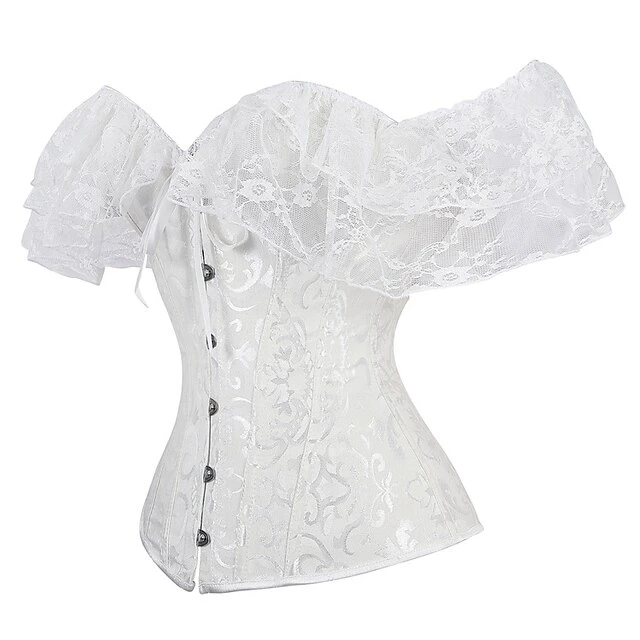 Women's Corsets Halloween Country Bavarian Overbust Corset Tummy Control Push Up Lace Lace Jacquard Pure Color Hook & Eye Lace Up Cotton Polyester Christmas Wedding Party Birthday Party Fall 16 Women's Corsets Halloween Country Bavarian Overbust Corset Tummy Control Push Up Lace Lace Jacquard Pure Color Hook & Eye Lace Up Cotton Polyester Christmas Wedding Party Birthday Party Fall - Image 16