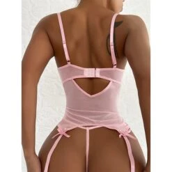 Women's Sexy Bodies Sets Heart Lovers Hot See Through Home Bed Valentine's Day Polyester Breathable Straps Sleeveless Backless Embroidery Summer Spring Pink -Deals The Sexy Bra Store pkxicp1697161959742