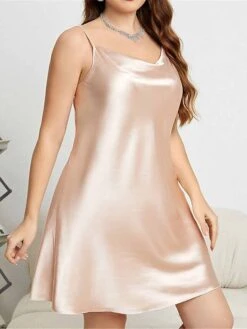 Women's Plus Size Pajamas Nightgown Dress Pure Color Simple Casual Soft Home Daily Bed Satin Breathable Straps Sleeveless Backless Summer Spring Black Champagne 12 Women's Plus Size Pajamas Nightgown Dress Pure Color Simple Casual Soft Home Daily Bed Satin Breathable Straps Sleeveless Backless Summer Spring Black Champagne -Deals The Sexy Bra Store pmctmx1679463492392