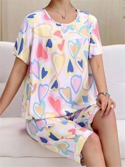 Women's Pajamas Pajama Top And Pant Sets Cartoon Heart Fashion Casual Soft Home Daily Bed Cotton Blend Breathable Crew Neck Short Sleeve T Shirt Tee Shorts Elastic Waist Summer Spring Light Pink Pink 7 Women's Pajamas Pajama Top And Pant Sets Cartoon Heart Fashion Casual Soft Home Daily Bed Cotton Blend Breathable Crew Neck Short Sleeve T Shirt Tee Shorts Elastic Waist Summer Spring Light Pink Pink -Deals The Sexy Bra Store pmftlz1685011512374