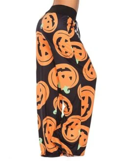 Women's Pants Pajama Pant Pumpkin Spiders Simple Casual Soft Home Halloween Daily Polyester Breathable Pant Summer Spring Sunflower Color Black -Deals The Sexy Bra Store pnhqgo1694605408904
