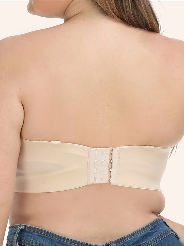 Women's Plus Size Bra Pure Color Undergarments Home Bed Polyester Breathable Bandeau Sleeveless Backless Summer Spring Black Beige 2 Women's Plus Size Bra Pure Color Undergarments Home Bed Polyester Breathable Bandeau Sleeveless Backless Summer Spring Black Beige - Image 2