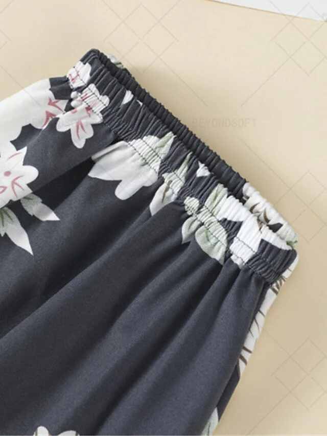 Women's Satin Silk Pajamas Sets 3 Pieces Flower Fashion Casual Soft Home Daily Bed Polyester Breathable Straps Sleeveless Strap Top Pant Elastic Waist Summer Fall Black Pink 5 Women's Satin Silk Pajamas Sets 3 Pieces Flower Fashion Casual Soft Home Daily Bed Polyester Breathable Straps Sleeveless Strap Top Pant Elastic Waist Summer Fall Black Pink - Image 5