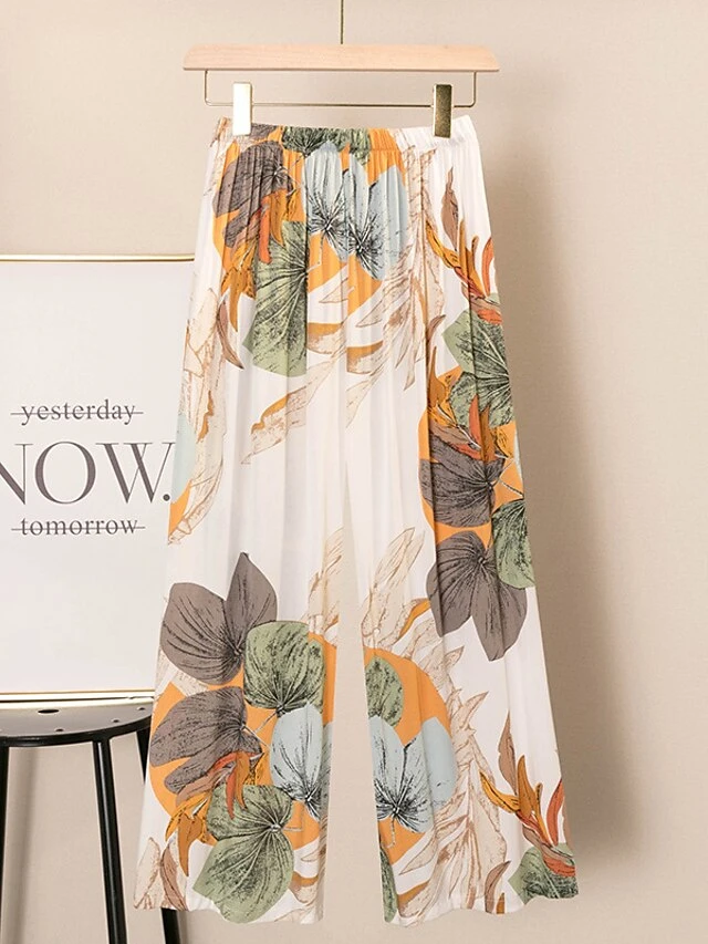 Women's Plus Size Pants Stripe Flower Casual Comfort Home Daily Cotton Blend Comfort Long Pant Pant Spring Fall 1# 2# 1 Women's Plus Size Pants Stripe Flower Casual Comfort Home Daily Cotton Blend Comfort Long Pant Pant Spring Fall 1# 2#