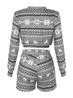 Women‘s Christmas Pjs Sets 2 Pieces Flower Comfort Soft Xmas Street Daily Breathable Gift Crew Neck Long Sleeve Shorts Elastic Waist Winter Fall Blue Purple -Deals The Sexy Bra Store prfcjb1662459331551