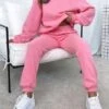 Women's Lounge Sets Sweatsuits Tracksuits Pure Color Fashion Casual Comfort Daily Going Out Polyester Breathable Crew Neck Long Sleeve Pant Elastic Waist Fall Winter Black White