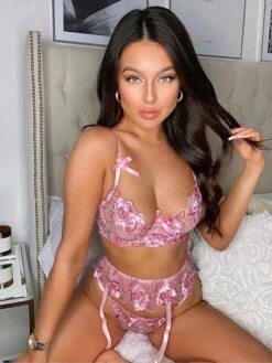 Women's Sexy Lingerie Garter 1 Set Flower Pure Color Sexy Undergarments Soft Home Bed Valentine's Day Spandex Sleeveless Embroidery Transparent Without Lining Fall Winter Pink / Buckle / Spring -Deals The Sexy Bra Store prostv1634127467773