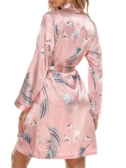 Women's Pajamas Robes Gown Bathrobes Nighty 1 PCS Star Flower Fashion Retro Comfort Home Wedding Party Spa Satin V Wire Long Sleeve Print Belt Included Spring Summer Black Blue -Deals The Sexy Bra Store pruuti1643189538306