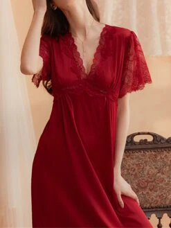 Women's Bridal Lingerie Pajamas Lace Nightgown Nightshirt Dress Pure Color Simple Casual Comfort Home Daily Bed Satin Breathable V Wire Short Sleeve Fall Winter Black White 15 Women's Bridal Lingerie Pajamas Lace Nightgown Nightshirt Dress Pure Color Simple Casual Comfort Home Daily Bed Satin Breathable V Wire Short Sleeve Fall Winter Black White -Deals The Sexy Bra Store pshzjx1696837242377