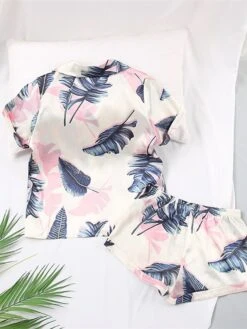 Women's Pajamas Pajama Top And Pant Sets Letter Fruit Simple Casual Comfort Home Daily Bed Satin Breathable Lapel Short Sleeve Shirt Shorts Button Spring Summer Light Pink White -Deals The Sexy Bra Store ptacrp1673430950945