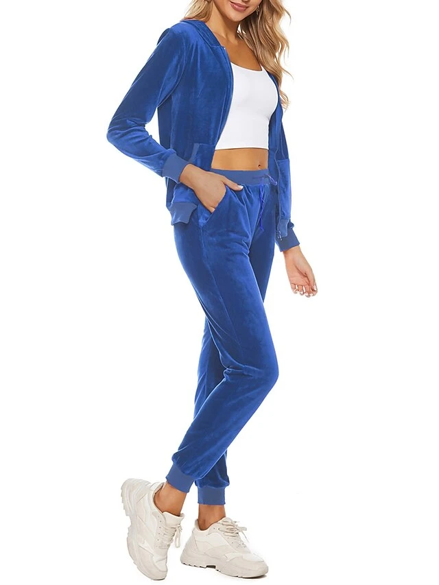 Women's Velvet Lounge Sets Sweatsuit Pure Color Fashion Comfort Soft Home Daily Bed Polyester Breathable Hoodie Long Sleeve Cardigan Pant Pocket Fall Winter Black Wine 14 Women's Velvet Lounge Sets Sweatsuit Pure Color Fashion Comfort Soft Home Daily Bed Polyester Breathable Hoodie Long Sleeve Cardigan Pant Pocket Fall Winter Black Wine - Image 14