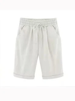 Women's Lounge Shorts Pure Color Elastic Waist With Drawstring Simple Casual Comfort Home Daily Vacation Polyester Breathable Pocket Five-point Pants -Deals The Sexy Bra Store pvxcud1684043515622