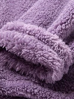 Women's Pajamas Sets Pure Color Simple Comfort Plush Home Daily Flannel Warm Hoodie Long Sleeve Pant Elastic Waist Fall Winter Red Purple -Deals The Sexy Bra Store pwqwgf1692257120945