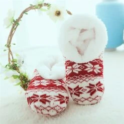 Women's Christmas Socks Snowflake Casual Comfort Home Fleece Warm Fall Winter Black Red -Deals The Sexy Bra Store pwrfsa1690959818238