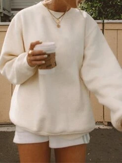 Women's Lounge Sets 2 Pcs Sweatsuit Sweatshirt And Shorts Pure Color Fashion Casual Comfort Street Daily Date Cotton Breathable Crew Neck Long Sleeve Shorts Fall Winter Pink Blue -Deals The Sexy Bra Store pxubts1691566030937