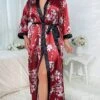 Women's Plus Size Pajamas Bathrobe Heart Flower Simple Casual Comfort Home Bed Wedding Party Polyester Breathable V Wire Long Sleeve Summer Spring Pink Love Safflower