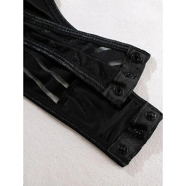 Women's Sexy Bodies Bodysuits Stripe Lovers Hot See Through Date Valentine's Day Polyester Breathable Sleeveless Backless Summer Spring Black 10 Women's Sexy Bodies Bodysuits Stripe Lovers Hot See Through Date Valentine's Day Polyester Breathable Sleeveless Backless Summer Spring Black - Image 10