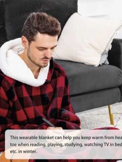 Oversized Wearable Blanket Christmas Flannel Thick Soft Warm Long Hoodie Blanket Big Hooded Sweatshirt Hoodie Blanket For Adults Women Girls Teenagers Teens Men Black -Deals The Sexy Bra Store qacelj1662554823798