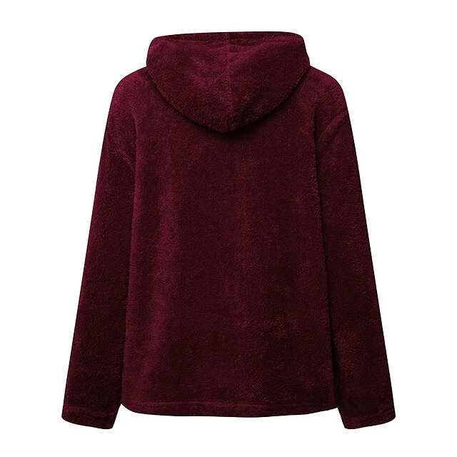 Women's Plus Size Loungewear Top Pure Color Warm Simple Plush Home Daily Vacation Fleece Hoodie Long Sleeve Fall Winter Black White 4 Women's Plus Size Loungewear Top Pure Color Warm Simple Plush Home Daily Vacation Fleece Hoodie Long Sleeve Fall Winter Black White - Image 4