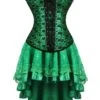 Corset Women's Control Slips Corsets Halloween Prom Party & Evening Club Green Spandex Gothic Sexy Corset Set Hook & Eye Backless Tummy Control Lace Flower Fall Winter