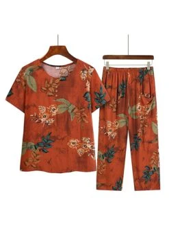 Women's Plus Size Loungewear Sets Flower Leaves Simple Casual Comfort Home Daily Vacation Polyester Breathable Crew Neck Short Sleeve T Shirt Tee Summer Spring Lake Blue Army Green 15 Women's Plus Size Loungewear Sets Flower Leaves Simple Casual Comfort Home Daily Vacation Polyester Breathable Crew Neck Short Sleeve T Shirt Tee Summer Spring Lake Blue Army Green -Deals The Sexy Bra Store qduhhd1683171865311
