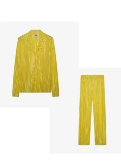 Women's Loungewear Sets Pure Color Fashion Comfort Soft Home Street Daily Acrylic Breathable Lapel Long Sleeve Shirt Pant Button Fall Winter Black Yellow -Deals The Sexy Bra Store qesjmu1695196778928