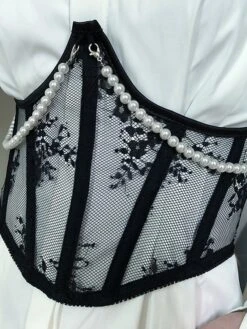 Corset Women's Corset Tops Sexy Underbust Corset Retro Embroidery Lace Lace Flower Buckle Lace Up Polyester Prom Birthday Party Party & Evening Spring & Summer Fall & Winter All Seasons White Black