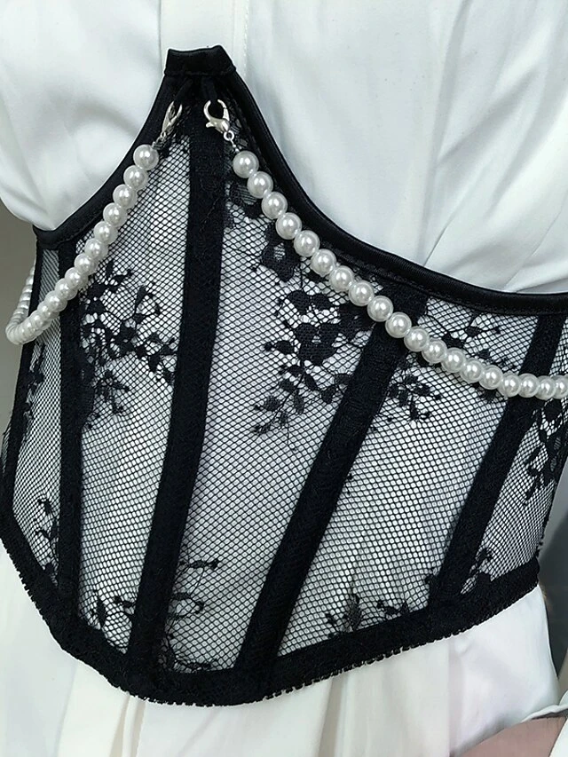 Corset Women's Corset Tops Sexy Underbust Corset Retro Embroidery Lace Lace Flower Buckle Lace Up Polyester Prom Birthday Party Party & Evening Spring & Summer Fall & Winter All Seasons White Black 1 Corset Women's Corset Tops Sexy Underbust Corset Retro Embroidery Lace Lace Flower Buckle Lace Up Polyester Prom Birthday Party Party & Evening Spring & Summer Fall & Winter All Seasons White Black