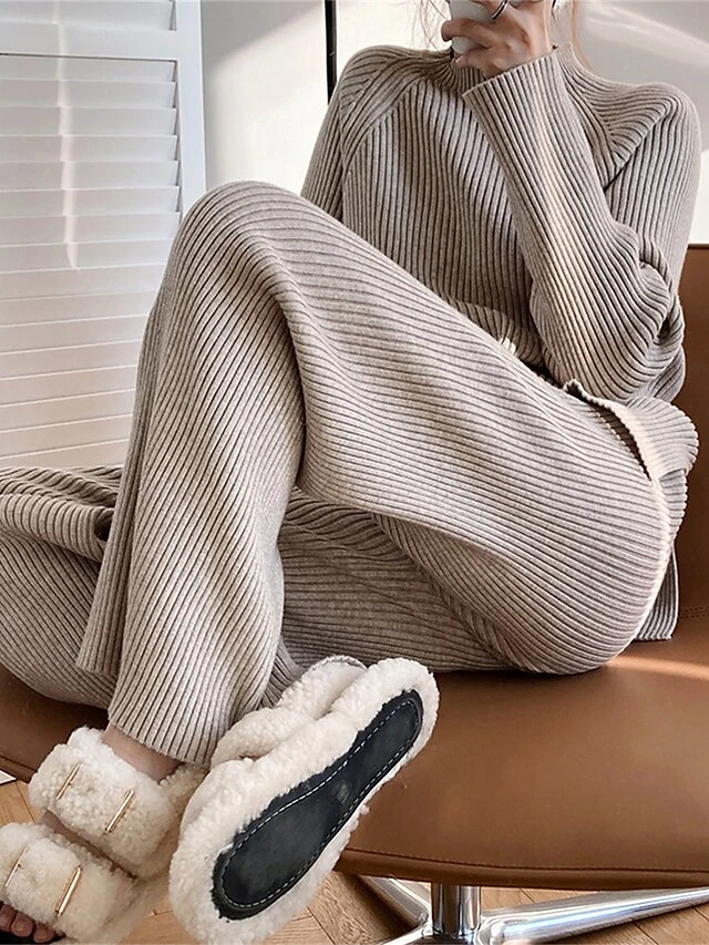 Women's Lounge Sets Sweater Sets Pure Color Fashion Casual Comfort Home Street Daily Polyester Breathable Crew Neck Long Sleeve Sweater Pant Fall Winter Black Blue 14 Women's Lounge Sets Sweater Sets Pure Color Fashion Casual Comfort Home Street Daily Polyester Breathable Crew Neck Long Sleeve Sweater Pant Fall Winter Black Blue - Image 14