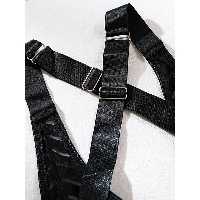 Women's Sexy Bodies Bodysuits Stripe Lovers Hot See Through Date Valentine's Day Polyester Breathable Sleeveless Backless Summer Spring Black 9 Women's Sexy Bodies Bodysuits Stripe Lovers Hot See Through Date Valentine's Day Polyester Breathable Sleeveless Backless Summer Spring Black - Image 9