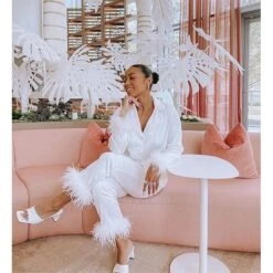 Women's Gift Loungewear Pajamas Sets Home Party Valentine's Day Feather Pure Color Silk Simple Soft Shirt Pant Fall Spring Summer Lapel Long Sleeve Long Pant Buckle Pocket 33 Women's Gift Loungewear Pajamas Sets Home Party Valentine's Day Feather Pure Color Silk Simple Soft Shirt Pant Fall Spring Summer Lapel Long Sleeve Long Pant Buckle Pocket -Deals The Sexy Bra Store qkgqrb1628675292697