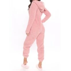 Women's Onesie Pure Color Plush Casual Comfort Home Daily Bed Sherpa Warm Hoodie Long Sleeve Fall Winter Black Pink -Deals The Sexy Bra Store qkyflg1697188979571