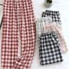 Women's Xmas Loungewear Pants Grid / Plaid Basic Casual Comfort Christmas Cotton Breathable Pant Elastic Waist Fall Winter Black Pink