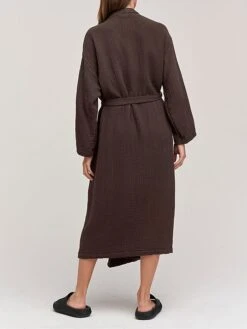 Women's Pajamas Bathrobe Robes Gown Pure Color Simple Casual Comfort Home Daily Bed Cotton Breathable V Wire Long Sleeve Pocket Summer Fall Orange Brown -Deals The Sexy Bra Store qlqsap1693206734288