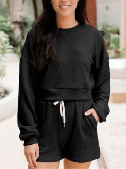 Women's Loungewear Sets Pure Color Sport Casual Comfort Home Street Daily Polyester Breathable Crew Neck Long Sleeve Hoodie Shorts Pocket Spring Fall Black Pink 26 Women's Loungewear Sets Pure Color Sport Casual Comfort Home Street Daily Polyester Breathable Crew Neck Long Sleeve Hoodie Shorts Pocket Spring Fall Black Pink -Deals The Sexy Bra Store qophdd1677485052329