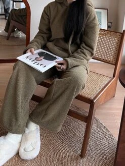 Women's Loungewear Sets Pure Color Fashion Comfort Soft Street Daily Date Polyester Warm Breathable Hoodie Long Sleeve Pant Elastic Waist Fall Winter Pink Brown -Deals The Sexy Bra Store qoqkqj1692348339883