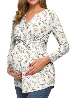 Women's Maternity Tops Pregnancy Shirts Floral Pattern Casual Comfort Pastoral Home Daily Vacation Cotton Breathable V Wire Long Sleeve Fall Winter White Light Green 23 Women's Maternity Tops Pregnancy Shirts Floral Pattern Casual Comfort Pastoral Home Daily Vacation Cotton Breathable V Wire Long Sleeve Fall Winter White Light Green -Deals The Sexy Bra Store qpcqmo1695281839595