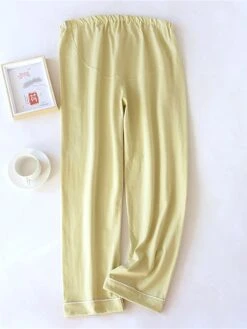 Women's Pajamas Pants Pure Color Simple Casual Comfort Home Daily Bed Cotton Breathable Pant Elastic Waist Fall Winter Pine Green - Loose Feet Honey Pink - Loose Feet -Deals The Sexy Bra Store qpljzz1695798628252