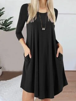Women's Pajamas Nightgown Nightshirt Dress Pure Color Simple Casual Soft Home Daily Bed Cotton Breathable Crew Neck Half Sleeve Fall Black Red
