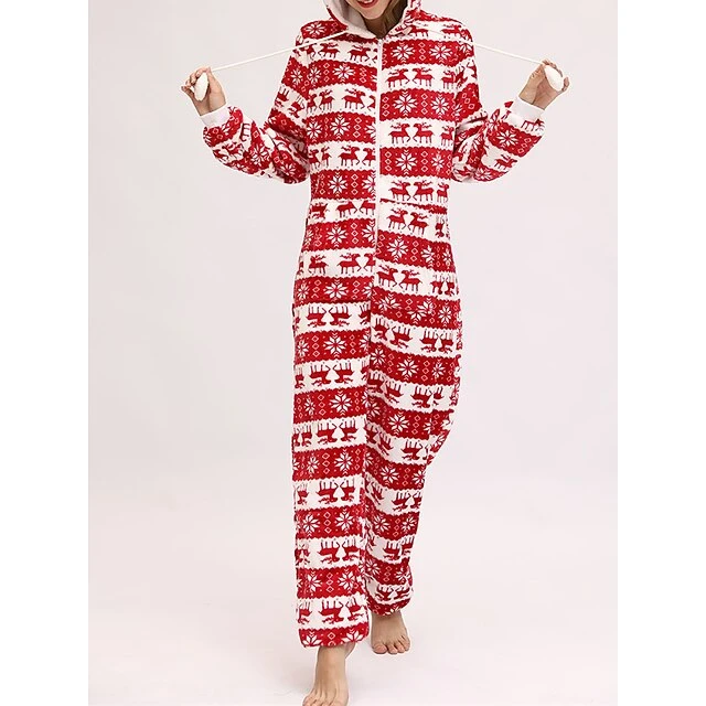 Women's Pajamas Jumpsuit Elk Snowflake Warm Fashion Casual Xmas Home Christmas Daily Polyester Breathable Hoodie Long Sleeve Pocket Fall Winter Black White 18 Women's Pajamas Jumpsuit Elk Snowflake Warm Fashion Casual Xmas Home Christmas Daily Polyester Breathable Hoodie Long Sleeve Pocket Fall Winter Black White - Image 18