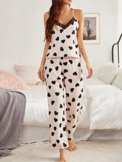 Women's Pajamas Sets 3 Pieces Heart Fashion Casual Home Daily Bed Polyester Warm Breathable V Wire Long Sleeve Cardigan Pant Pocket Fall Winter White Print 8 Women's Pajamas Sets 3 Pieces Heart Fashion Casual Home Daily Bed Polyester Warm Breathable V Wire Long Sleeve Cardigan Pant Pocket Fall Winter White Print -Deals The Sexy Bra Store qsshsu1693552832410