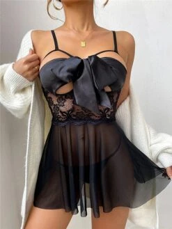 Women's Sexy Bodies Chemises & Negligees 2 Pieces Pure Color Hot Home Bed Valentine's Day Polyester Breathable Gift V Wire Sleeveless Thong Backless Mesh Spring Summer Black / Lace / Lace 8 Women's Sexy Bodies Chemises & Negligees 2 Pieces Pure Color Hot Home Bed Valentine's Day Polyester Breathable Gift V Wire Sleeveless Thong Backless Mesh Spring Summer Black / Lace / Lace -Deals The Sexy Bra Store qtbdlr1642503124033