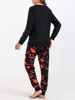 Women's Pajamas Sets Pumpkin Retro Gothic Punk & Gothic Halloween Carnival Polyester Breathable Crew Neck Long Sleeve Fall Winter Black -Deals The Sexy Bra Store qtyijk1692257126735