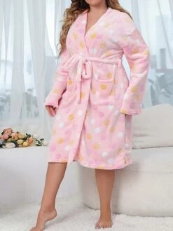Women's Plus Size Pajamas Robe Bathrobe Dot Color Combo Plush Casual Comfort Home Daily Bed Flannel Warm V Wire Long Sleeve Pocket Fall Winter White Pink 39 Women's Plus Size Pajamas Robe Bathrobe Dot Color Combo Plush Casual Comfort Home Daily Bed Flannel Warm V Wire Long Sleeve Pocket Fall Winter White Pink -Deals The Sexy Bra Store qvcjvq1695628349621