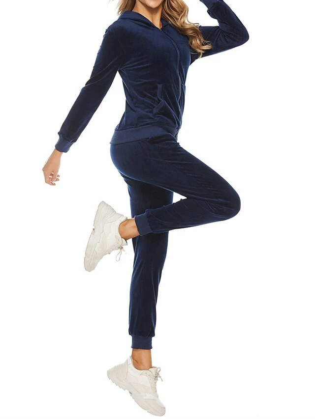 Women's Velvet Lounge Sets Sweatsuit Pure Color Fashion Comfort Soft Home Daily Bed Polyester Breathable Hoodie Long Sleeve Cardigan Pant Pocket Fall Winter Black Wine 8 Women's Velvet Lounge Sets Sweatsuit Pure Color Fashion Comfort Soft Home Daily Bed Polyester Breathable Hoodie Long Sleeve Cardigan Pant Pocket Fall Winter Black Wine - Image 8