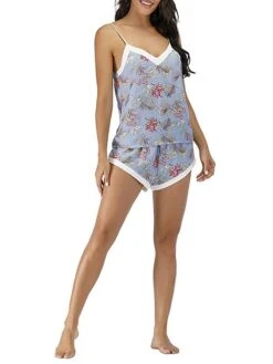Women's Pajamas Pajama Top And Pant Sets Flower Leaves Fashion Casual Soft Home Daily Bed Lace Breathable Straps Sleeveless Strap Top Shorts Summer Spring Light Pink Yellow -Deals The Sexy Bra Store qwvjiy1681464647404