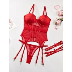 Women's Sexy Bodies Sets Pure Color Lovers Hot Home Bed Date Polyester Breathable Straps Sleeveless Backless Summer Spring Black Wine -Deals The Sexy Bra Store qxxltb1695712968080