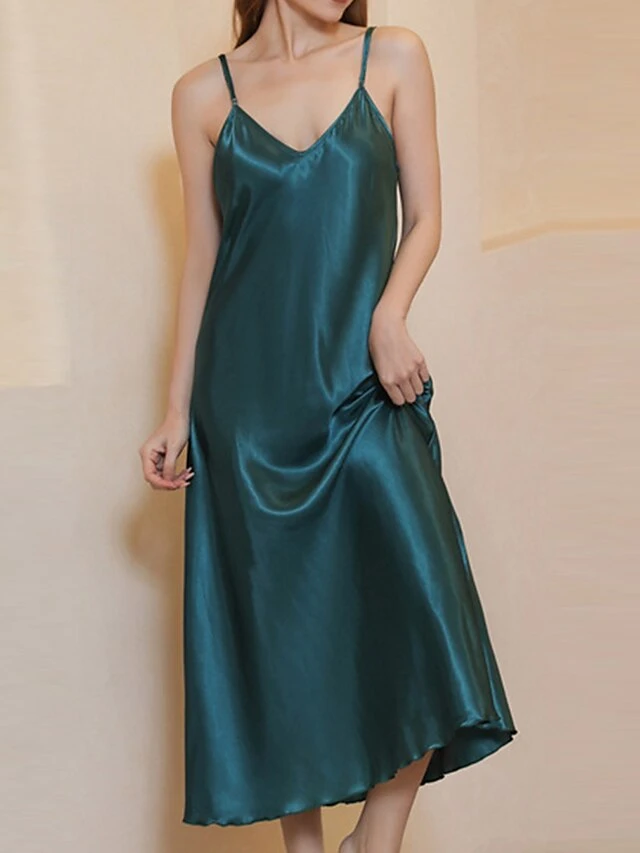 Women's Slip Lingerie Nightgown Nightshirt Dress Pure Color Simple Casual Comfort Home Daily Bed Satin Breathable Straps Sleeveless Fall Winter Black White 17 Women's Slip Lingerie Nightgown Nightshirt Dress Pure Color Simple Casual Comfort Home Daily Bed Satin Breathable Straps Sleeveless Fall Winter Black White - Image 17