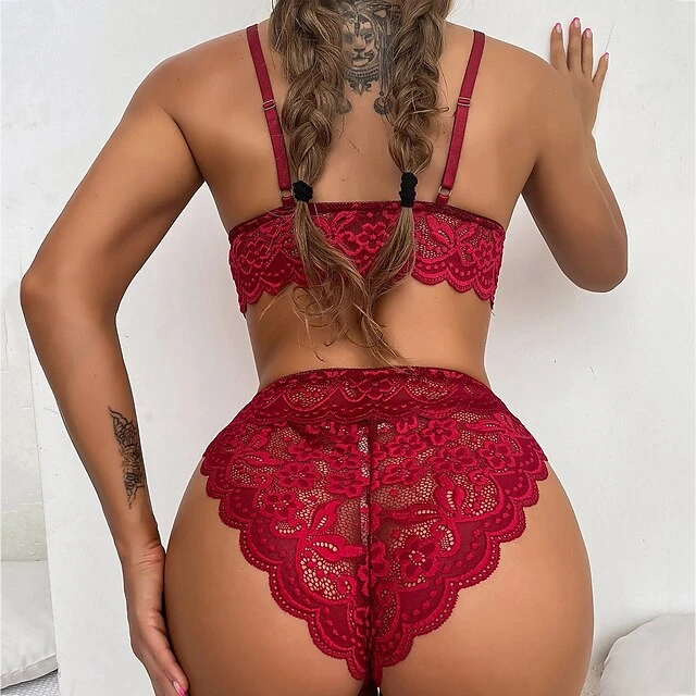 Women's Hole Sexy Sexy Bodies Nightwear Xmas- Polyester Christmas Jacquard Sexy Lingerie Set Black / White / Red S M L 2 Women's Hole Sexy Sexy Bodies Nightwear Xmas- Polyester Christmas Jacquard Sexy Lingerie Set Black / White / Red S M L - Image 2